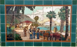 Colorful murals along Casino Way on Catalina Island